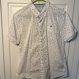 7 Diamonds White Floral Patterned Men's Shirt